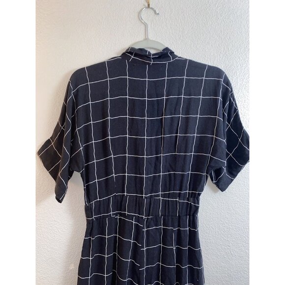 STILLWATER Jumpsuit Black & White Plaid Zipper Short Sleeve Small Minimalist - Picture 9 of 9